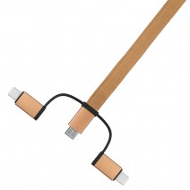 Nylon Fabric USB Charging Cable Compatible with IOS ANDROID TYPE-C Champaign Gold