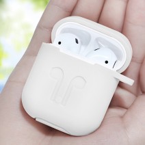 Case Cover For AirPods Silicone Protective Case Cover With Anti Lost Lock white